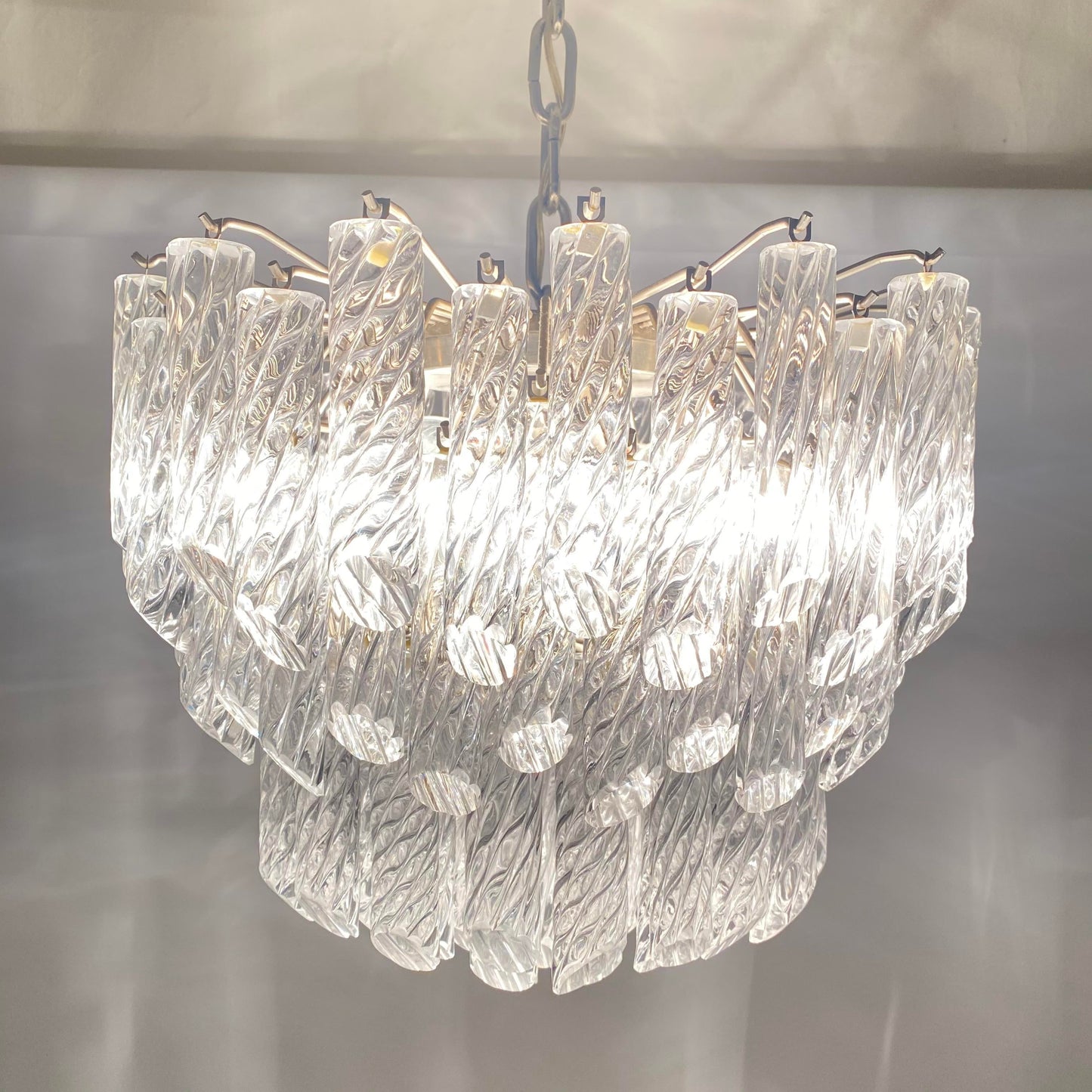 Camer Murano Glass Spiral Crystal Chandelier