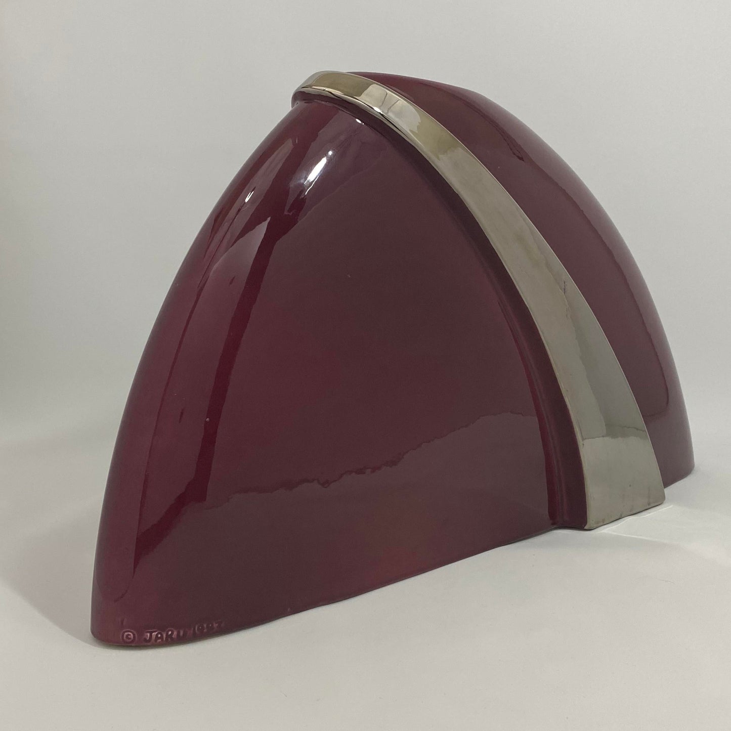 Jaru Mauve and Chrome Ceramic Assymetrical Vase