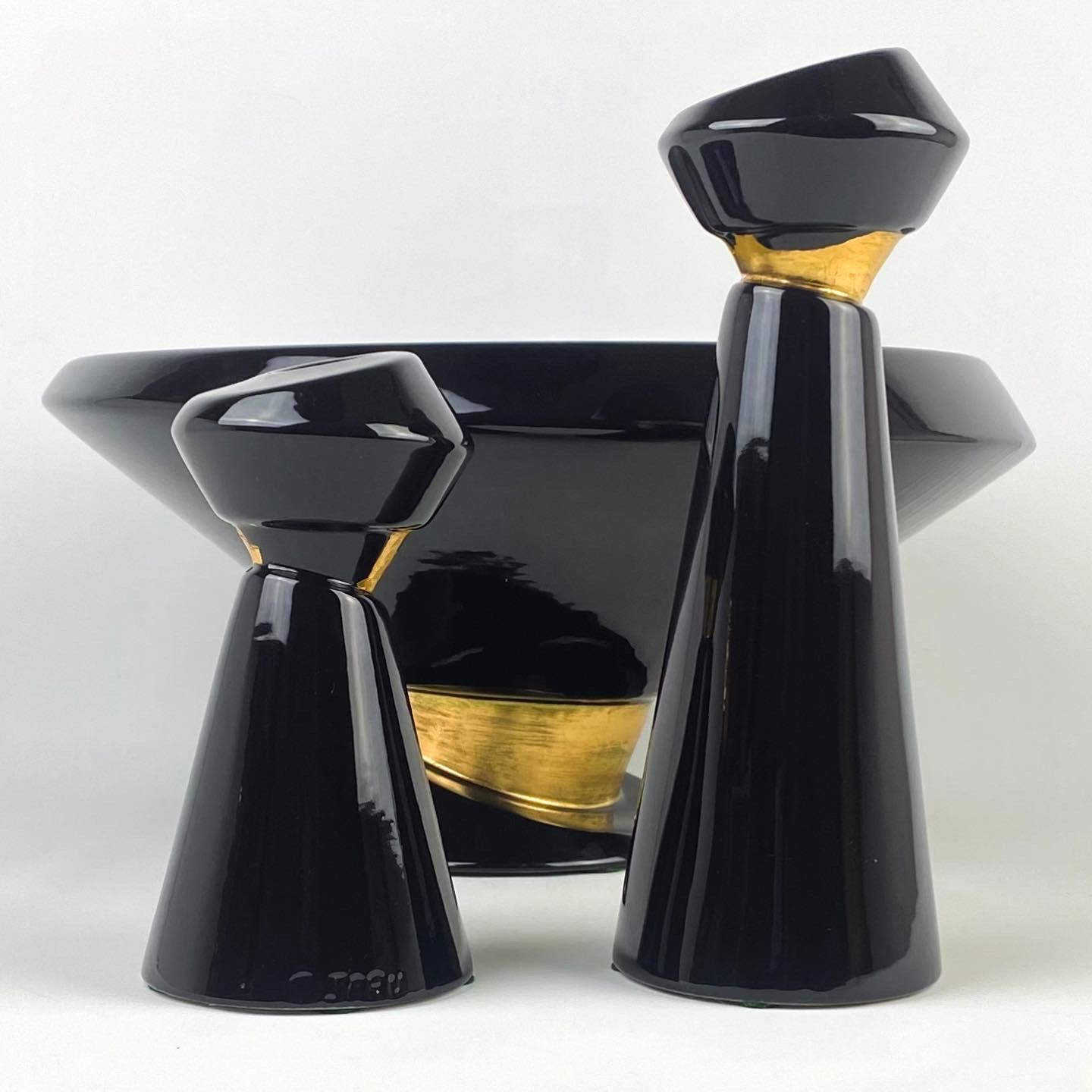 Jaru Asymmetrical Decorative Bowl and Candle Holder Set