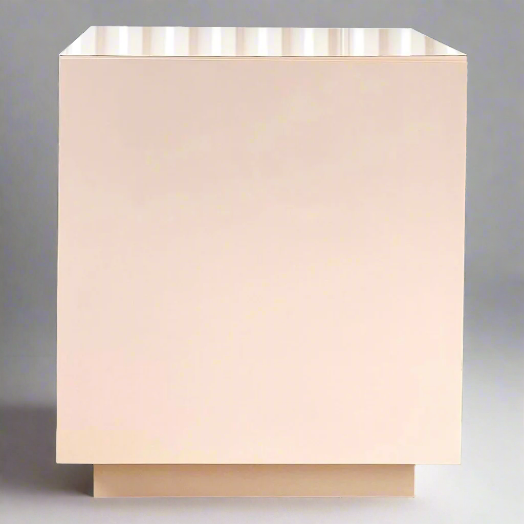 Pink Laminate Side Table With Interior Shelf Storage