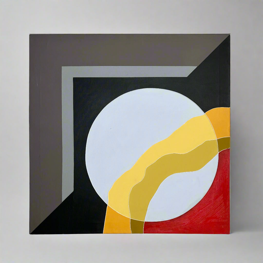 Vintage Mid-Century Modern Mixed Media Hard Edge Painting