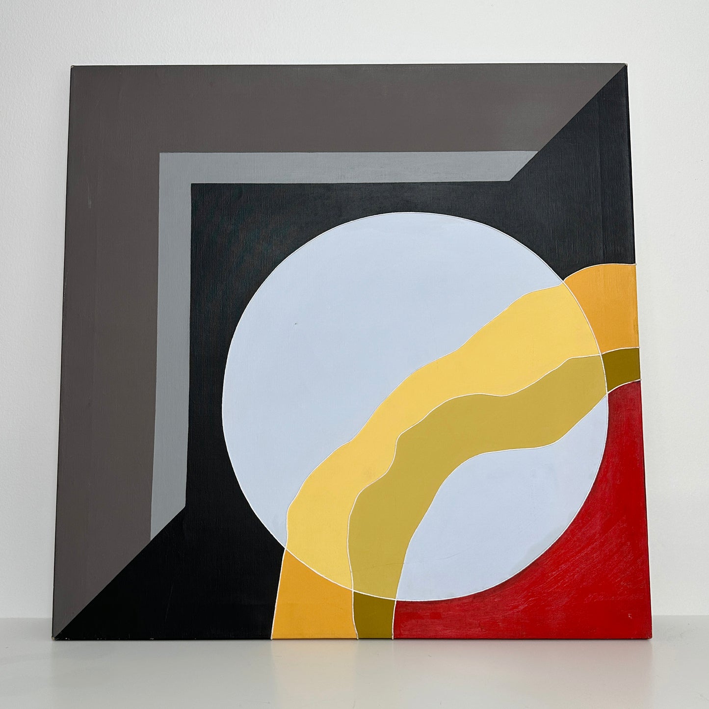 Vintage Mid-Century Modern Mixed Media Hard Edge Painting
