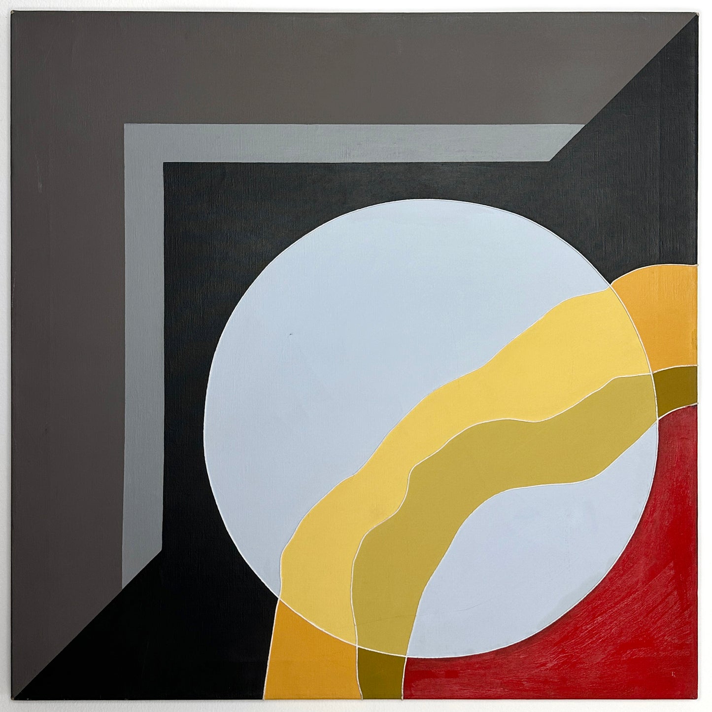 Vintage Mid-Century Modern Mixed Media Hard Edge Painting