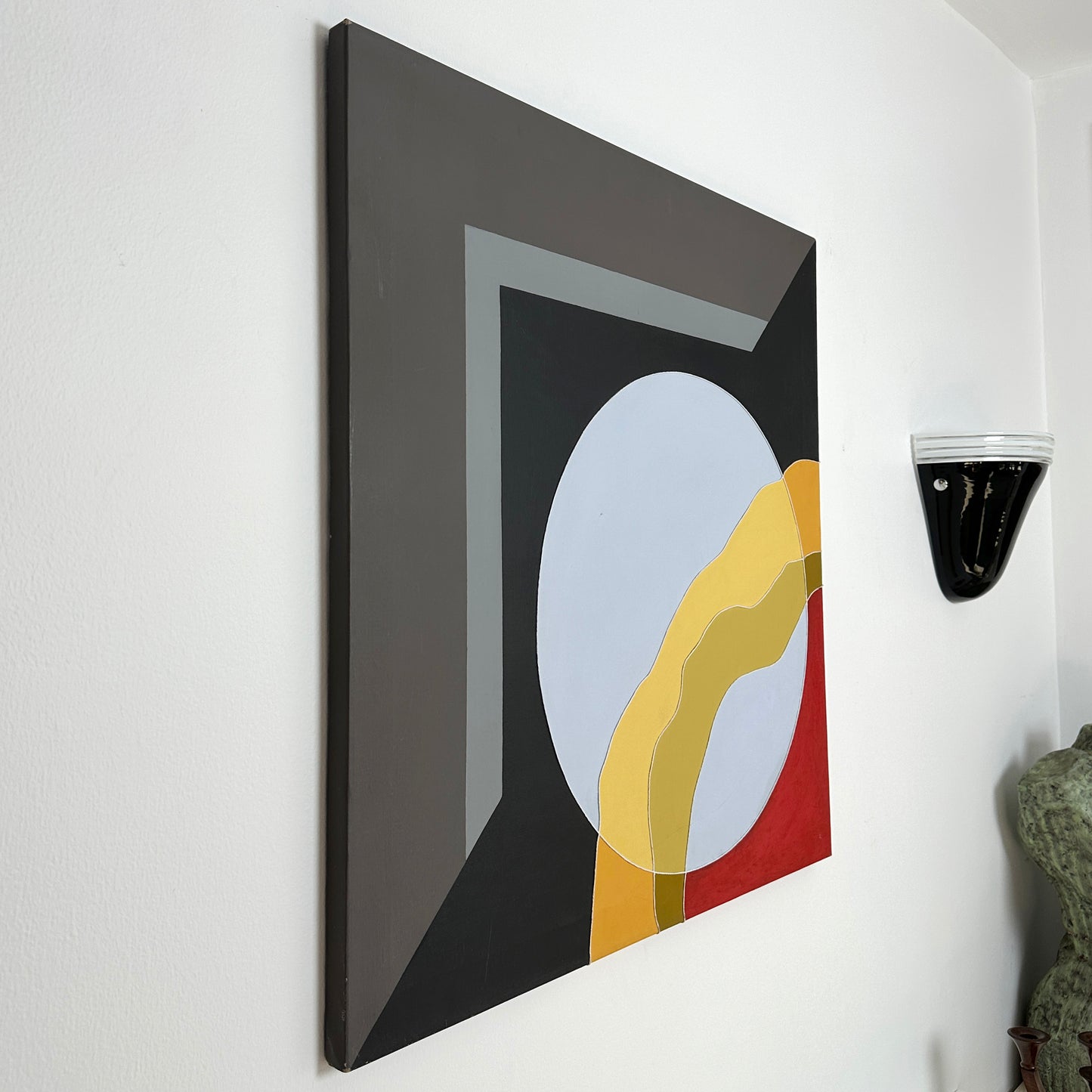 Vintage Mid-Century Modern Mixed Media Hard Edge Painting