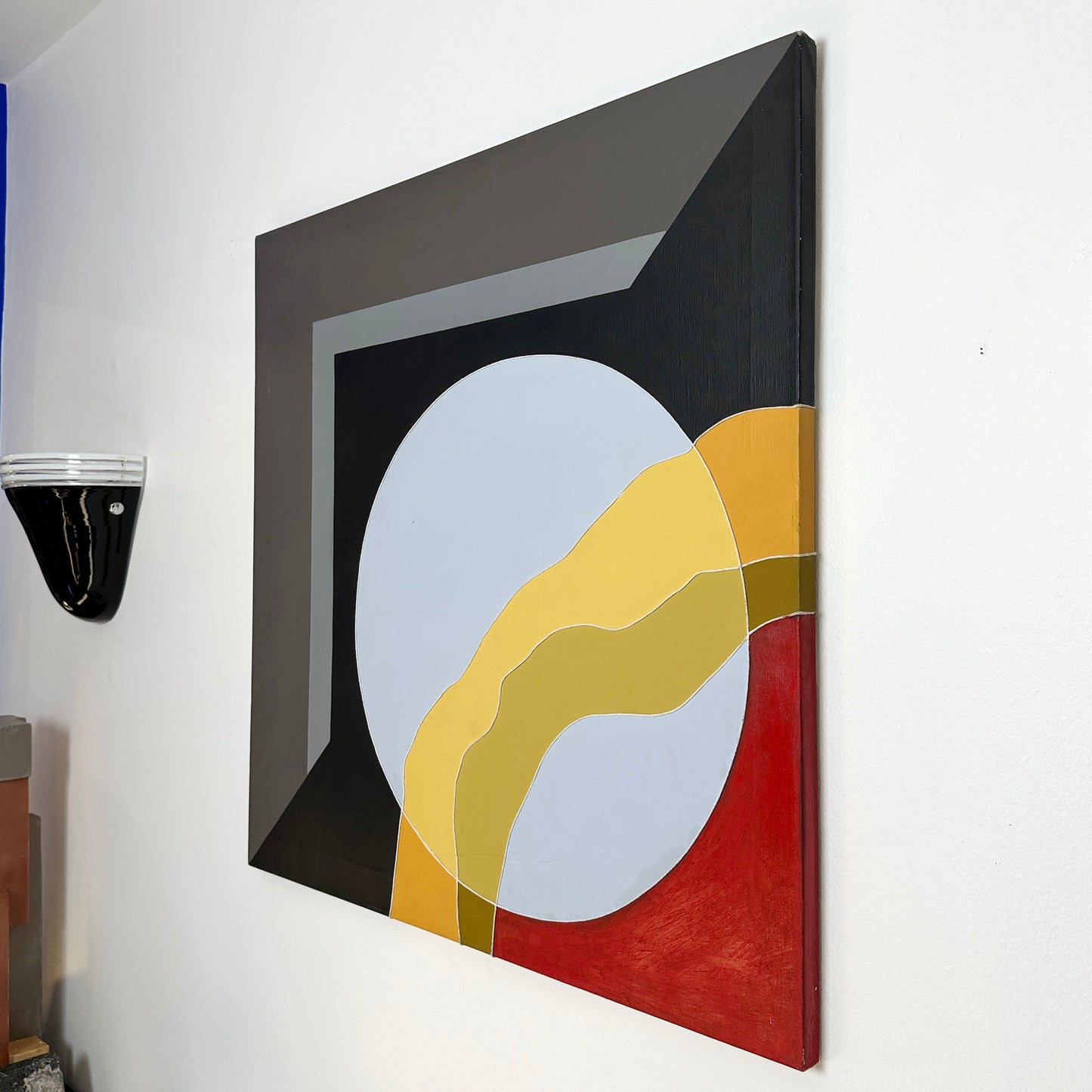 Vintage Mid-Century Modern Mixed Media Hard Edge Painting
