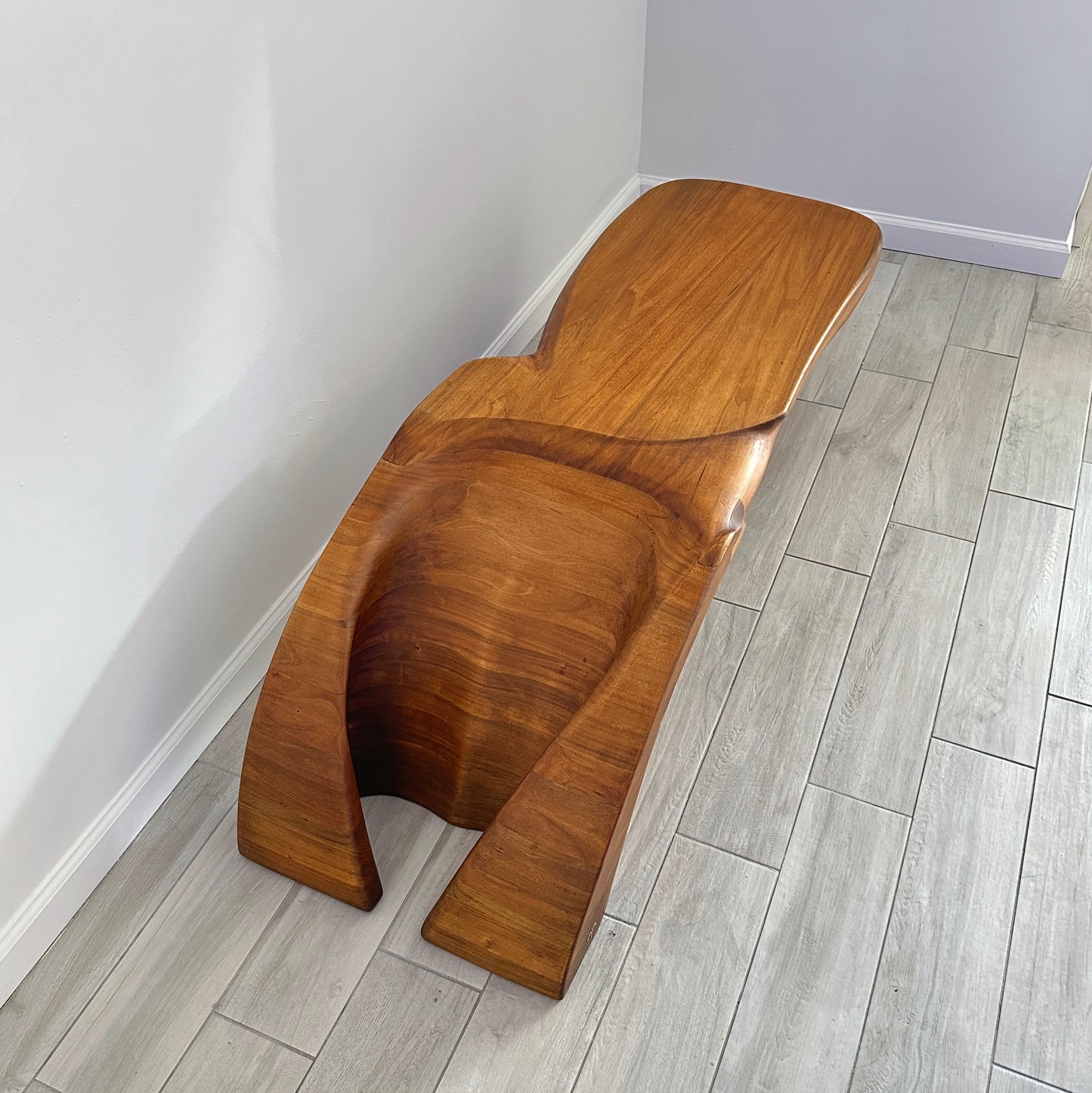 Ed Merklinger Sculpture Wood Carved Abstract Form Coffee Table Circa 1970