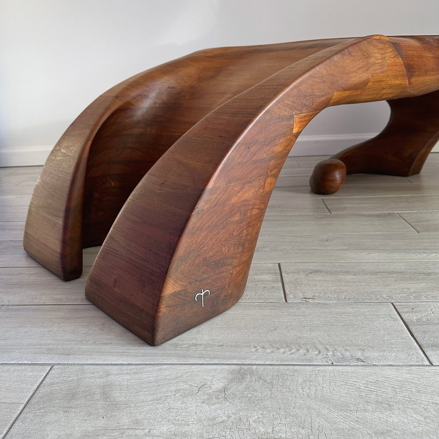 Ed Merklinger Sculpture Wood Carved Abstract Form Coffee Table Circa 1970