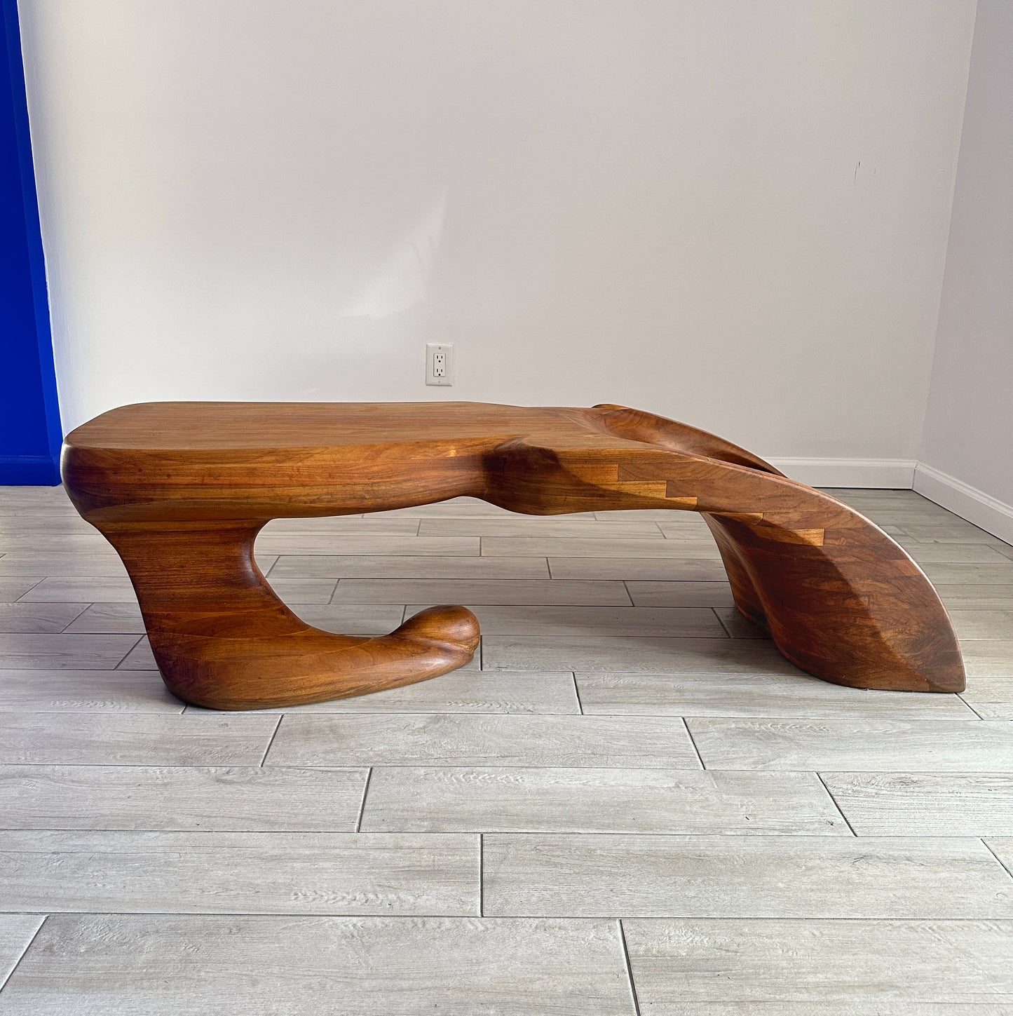 Ed Merklinger Sculpture Wood Carved Abstract Form Coffee Table Circa 1970