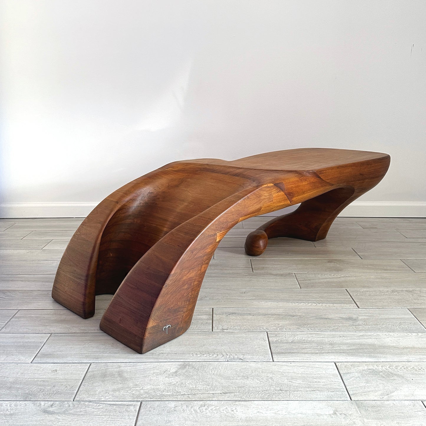Ed Merklinger Sculpture Wood Carved Abstract Form Coffee Table Circa 1970