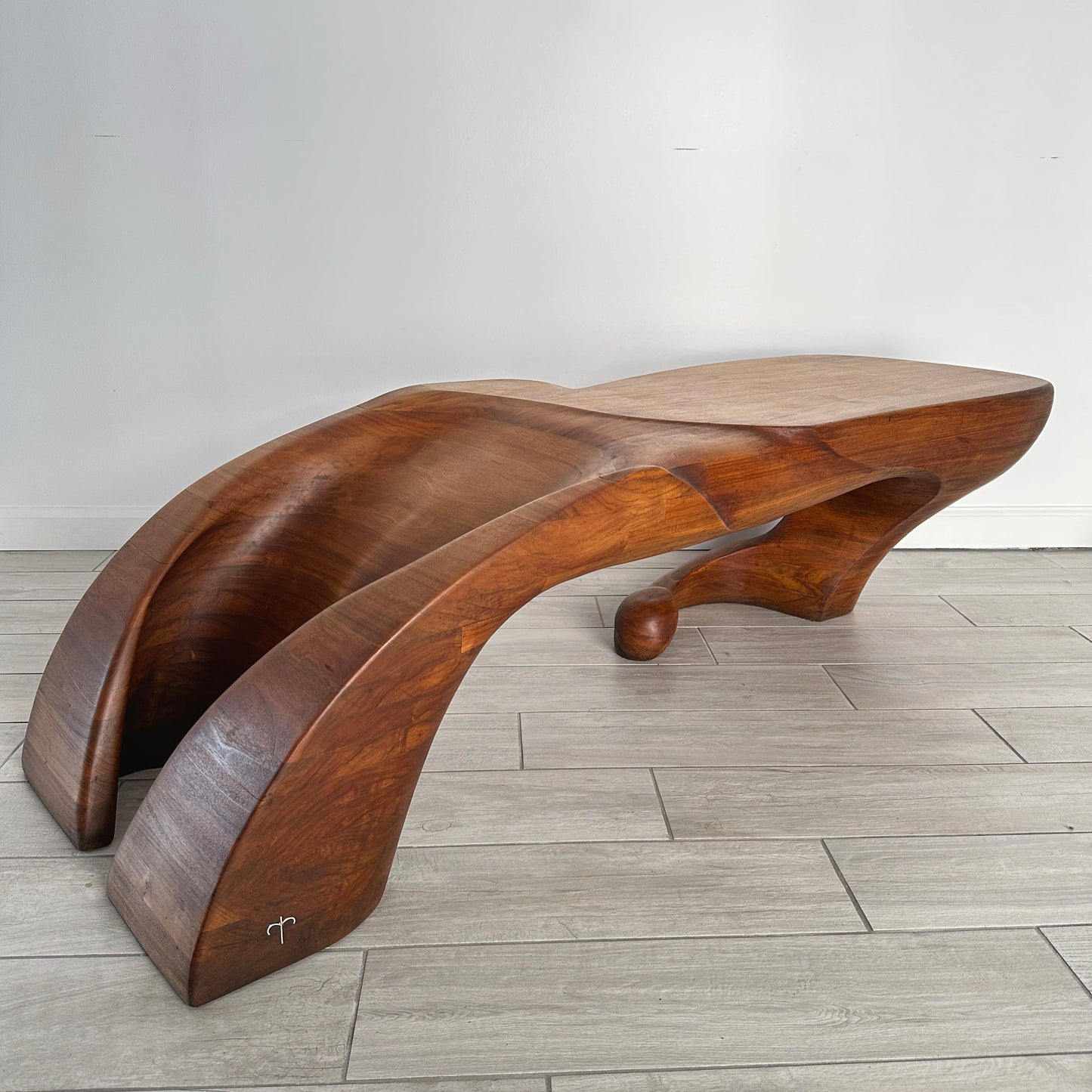 Ed Merklinger Sculpture Wood Carved Abstract Form Coffee Table Circa 1970
