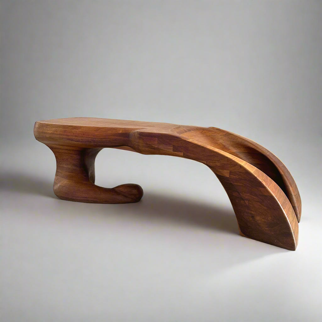 Ed Merklinger Sculpture Wood Carved Abstract Form Coffee Table Circa 1970