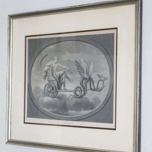 Late 18th–Early 19th Century Neoclassical “Saturno” Saturn Engraving After Raphael – Tofanelli & Bertigneni