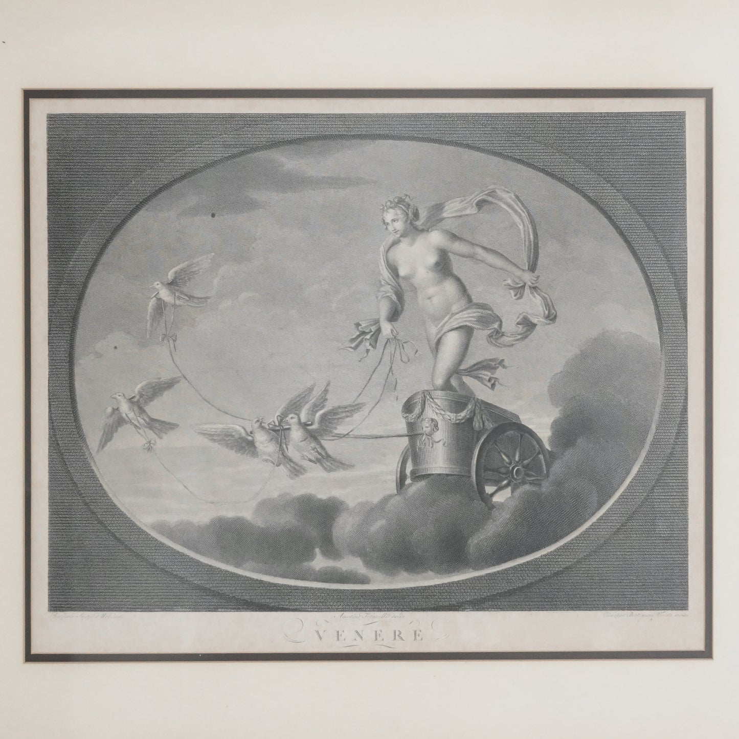 Late 18th–Early 19th Century Neoclassical “Venere” Venus Engraving After Raphael – Tofanelli & Bertigneni