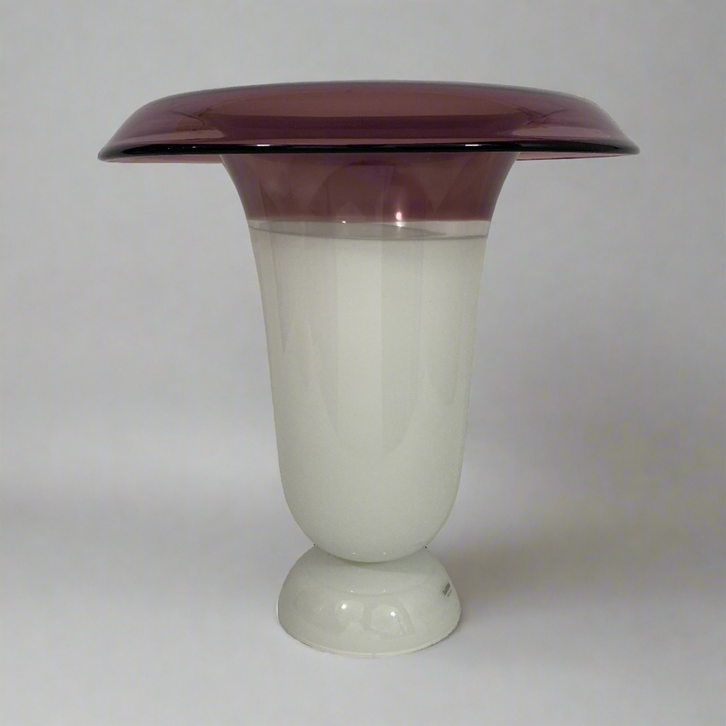 Barbini Murano Glass Tulip Mauve and White Lamp