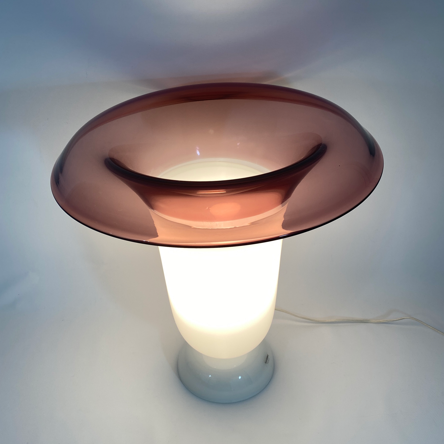 Barbini Murano Glass Tulip Mauve and White Lamp