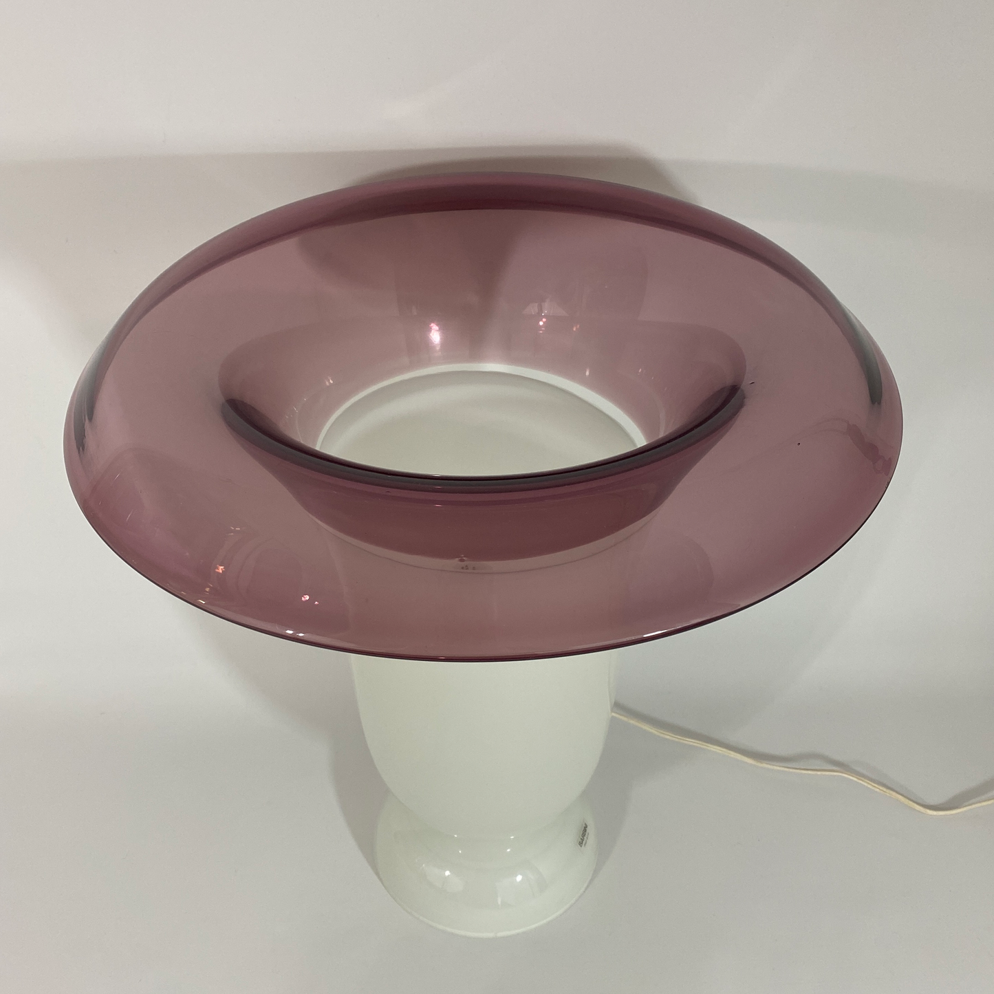 Barbini Murano Glass Tulip Mauve and White Lamp