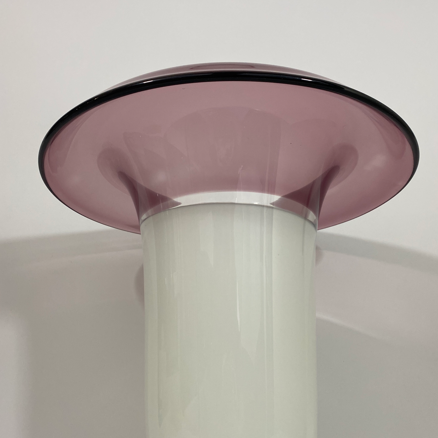 Barbini Murano Glass Tulip Mauve and White Lamp