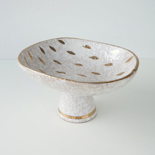 1960s Aldo Londi Bitossi "Feather Plume" Pedestal Bowl