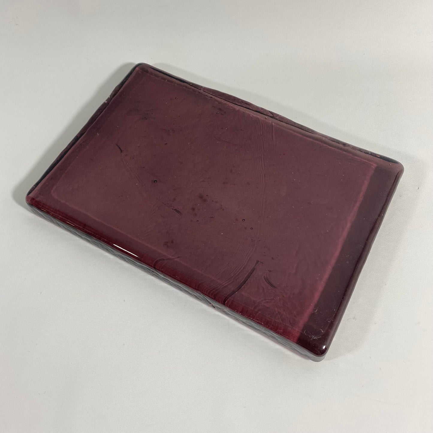 Blenko Dalle De Verre Art Glass Cheese/Charcuterie Tray in Eggplant