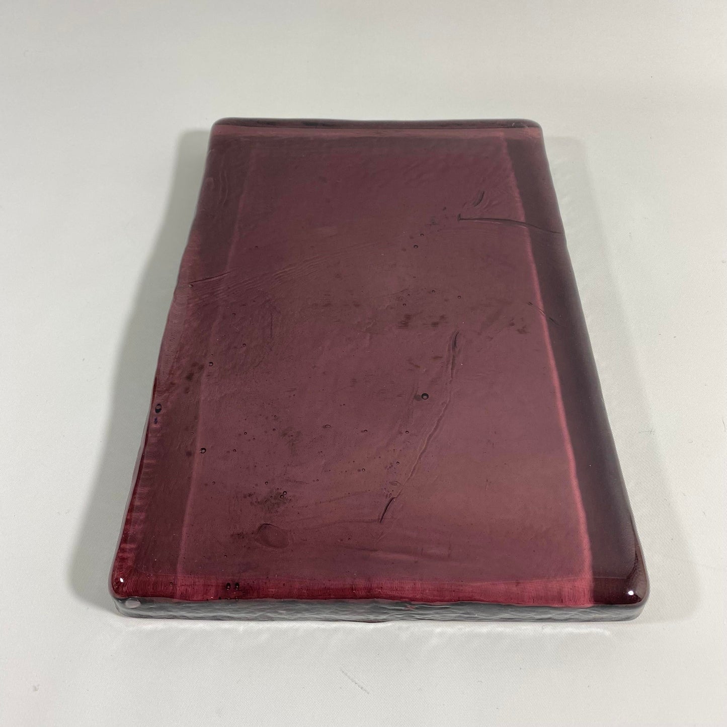 Blenko Dalle De Verre Art Glass Cheese/Charcuterie Tray in Eggplant