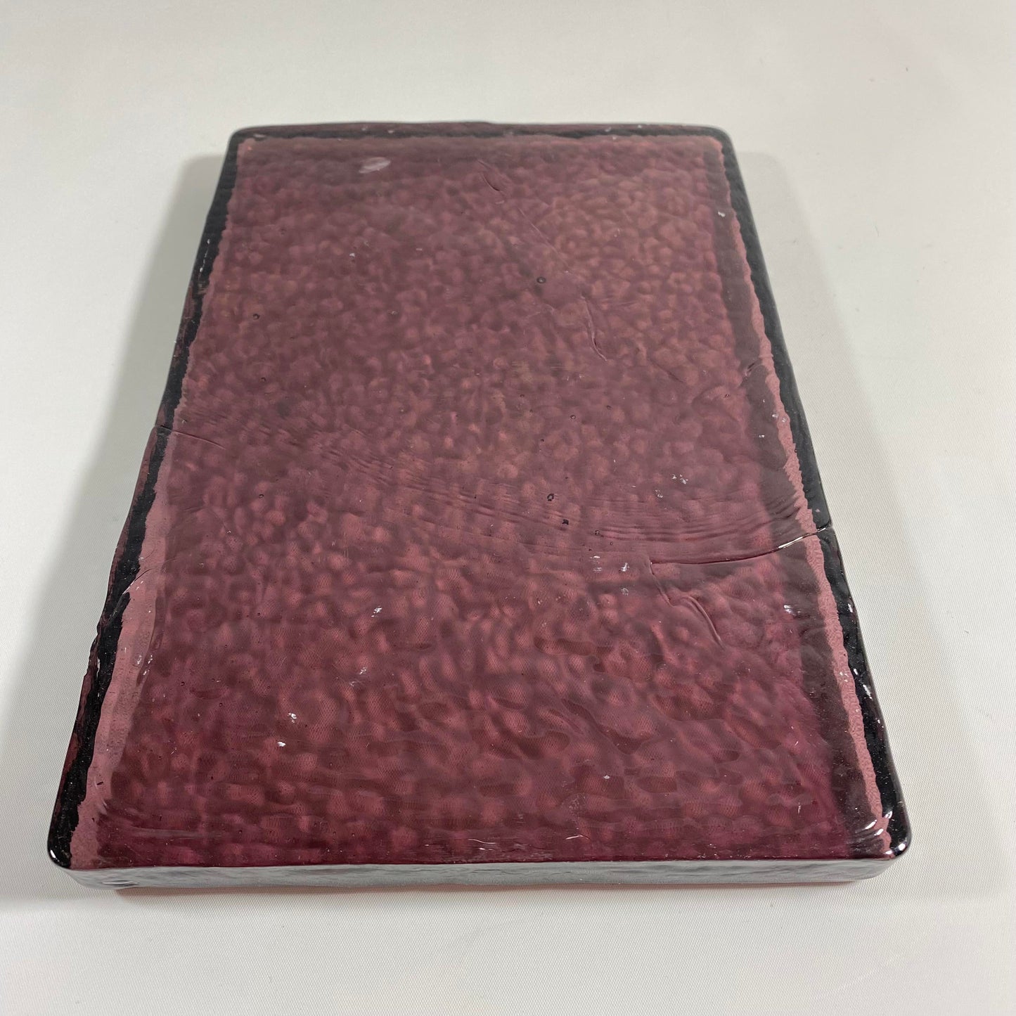 Blenko Dalle De Verre Art Glass Cheese/Charcuterie Tray in Eggplant