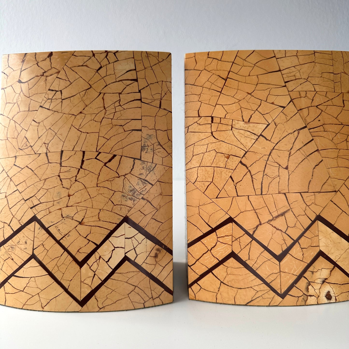 R & Y Augousti Coconut Shell Inlay Rare Bookend Pair