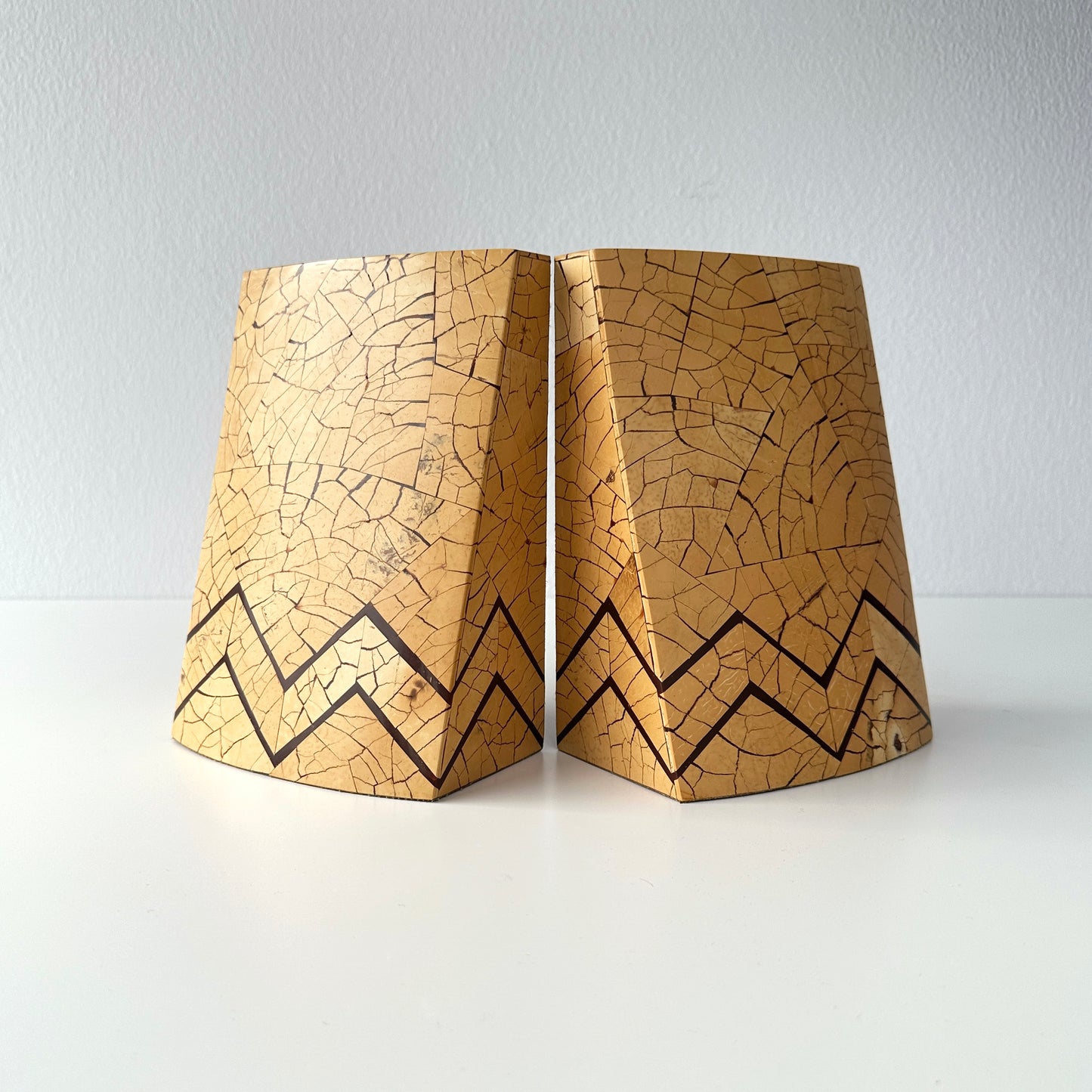 R & Y Augousti Coconut Shell Inlay Rare Bookend Pair