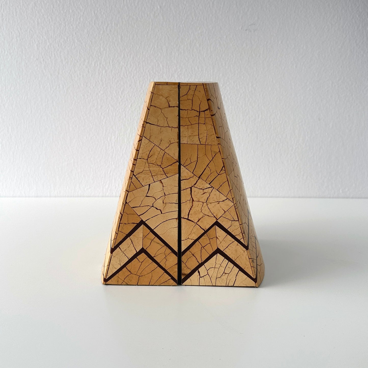 R & Y Augousti Coconut Shell Inlay Rare Bookend Pair