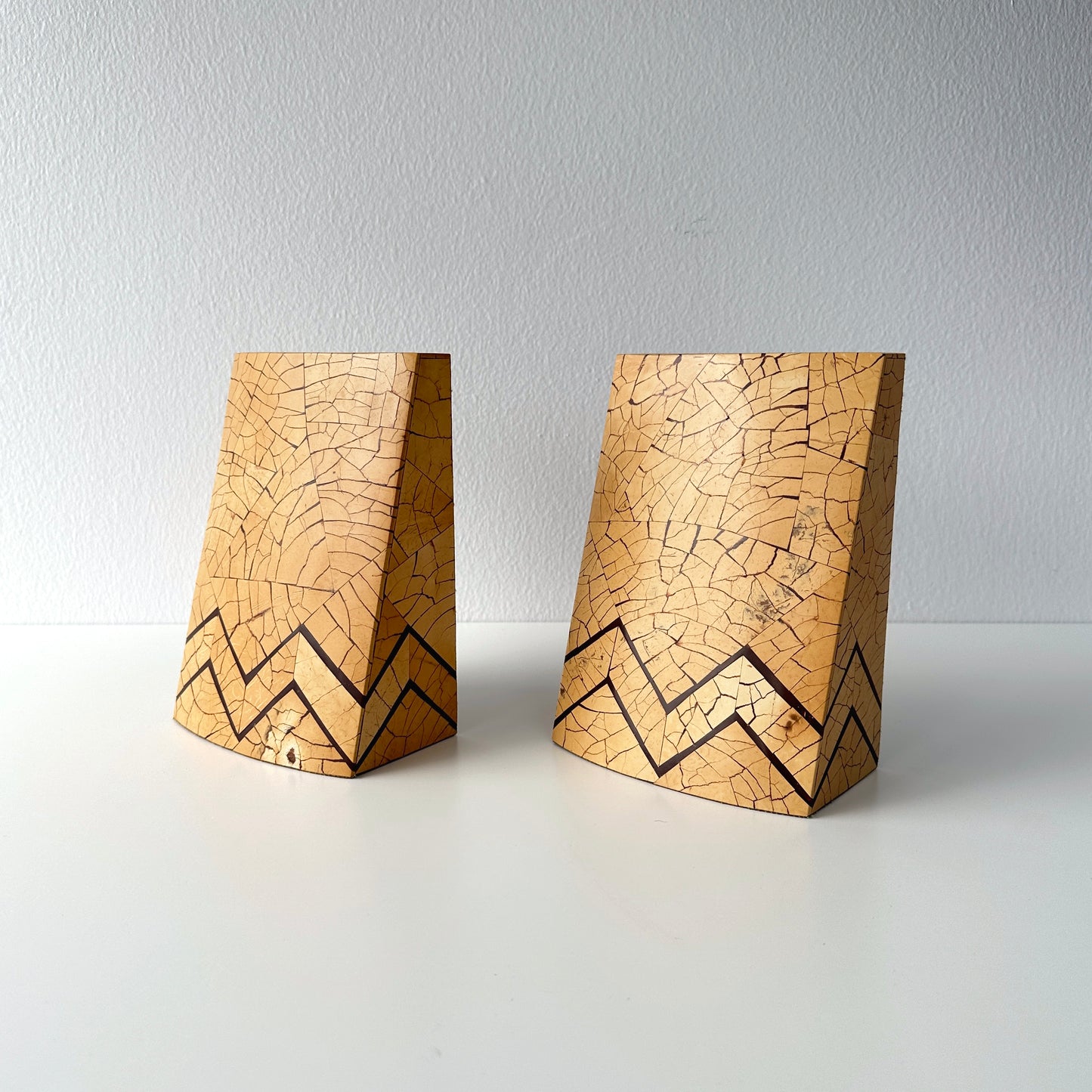 R & Y Augousti Coconut Shell Inlay Rare Bookend Pair