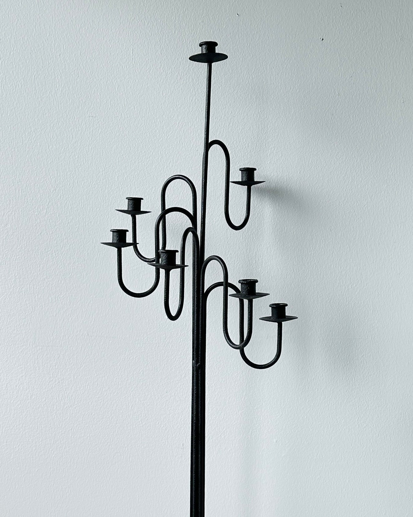 Vintage Wrought Iron Floor Candelabra