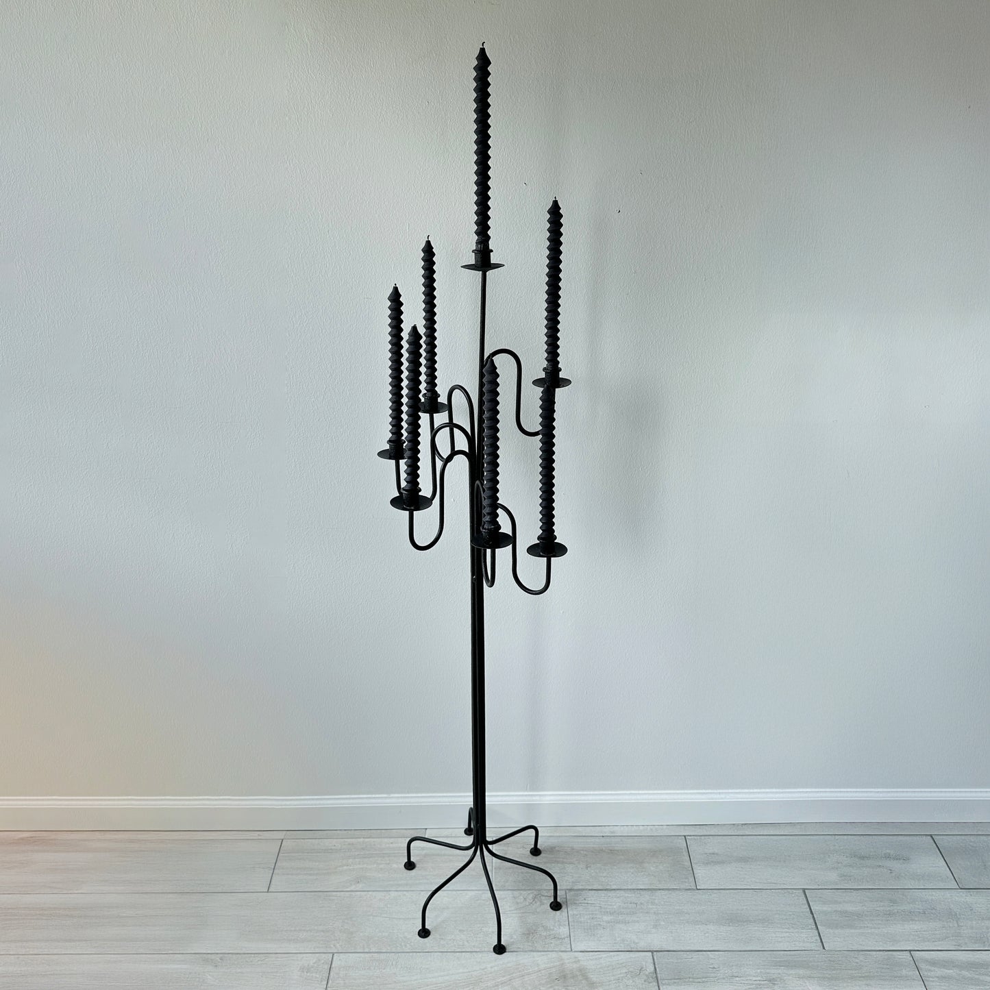 Vintage Wrought Iron Floor Candelabra