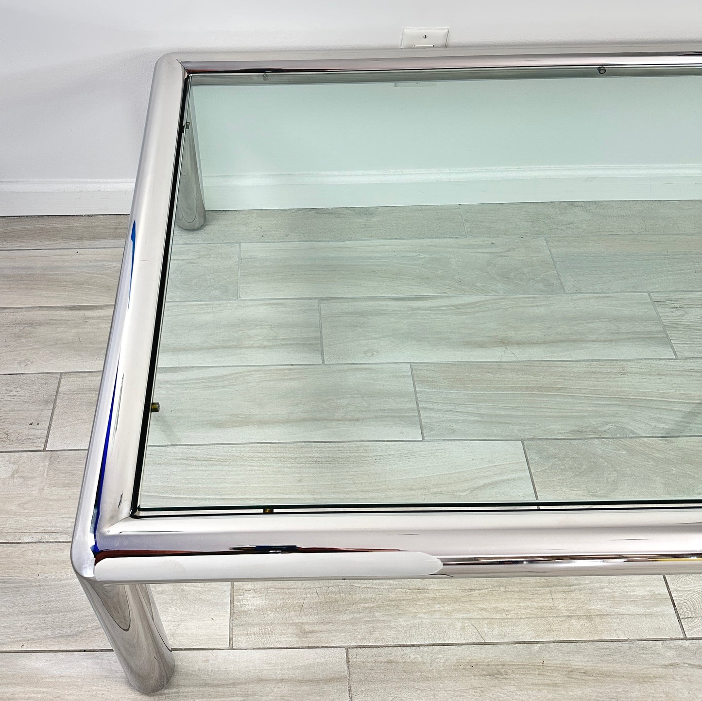 John Mascheroni for Brueton Tubo Chrome and Glass Coffee Table, Mid 20th Century