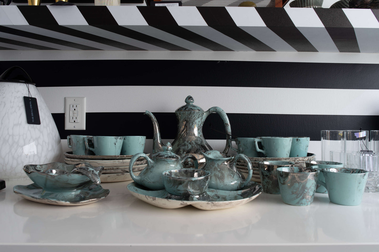 Sascha Brastoff "Surf Ballet" Tea & Coffee Service for 12 and Serving Set- 33 Piece Total
