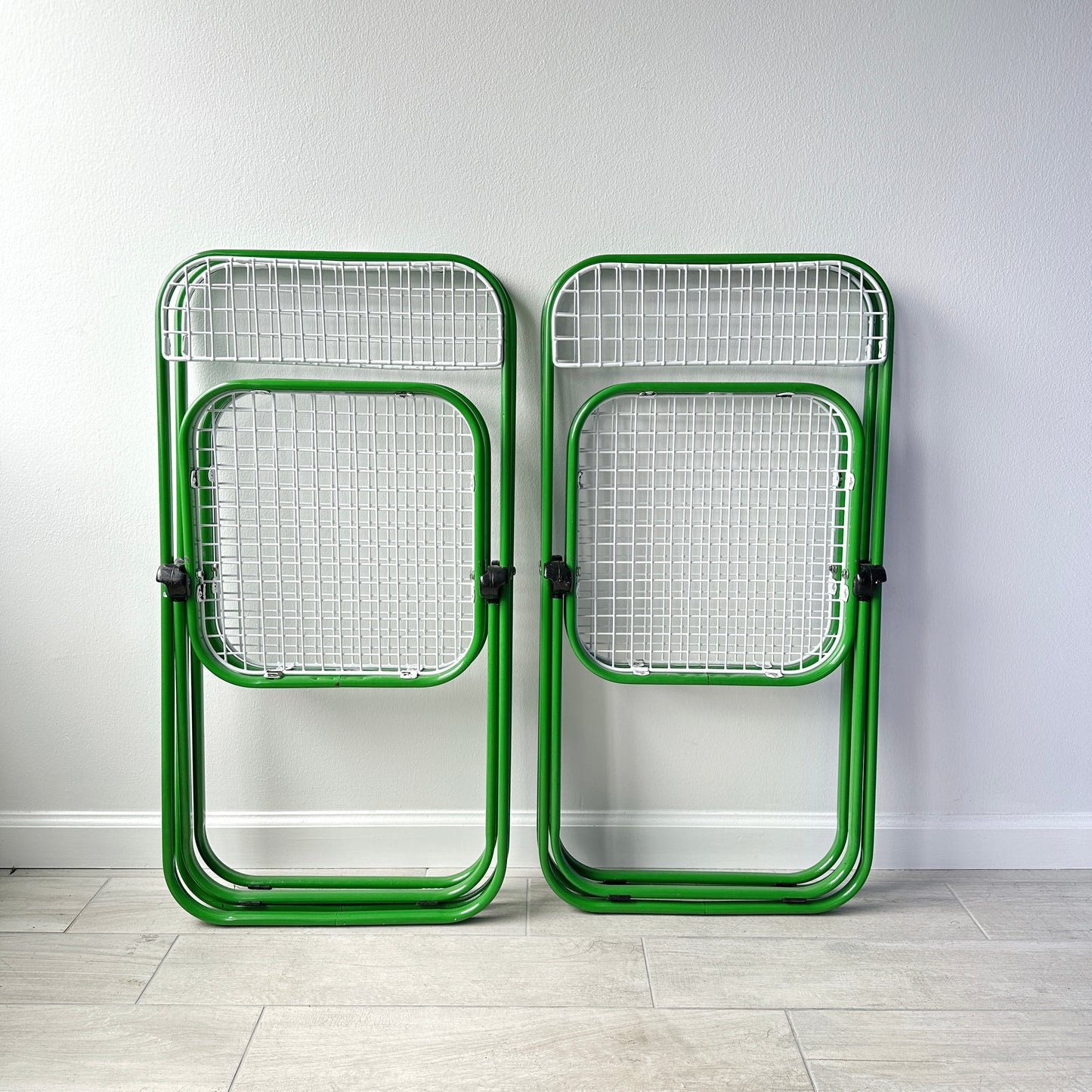 Postmodern Enameled Metal Folding Chairs- Set of 4