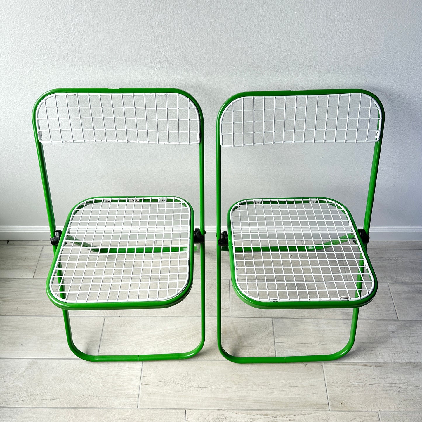 Postmodern Enameled Metal Folding Chairs- Set of 4