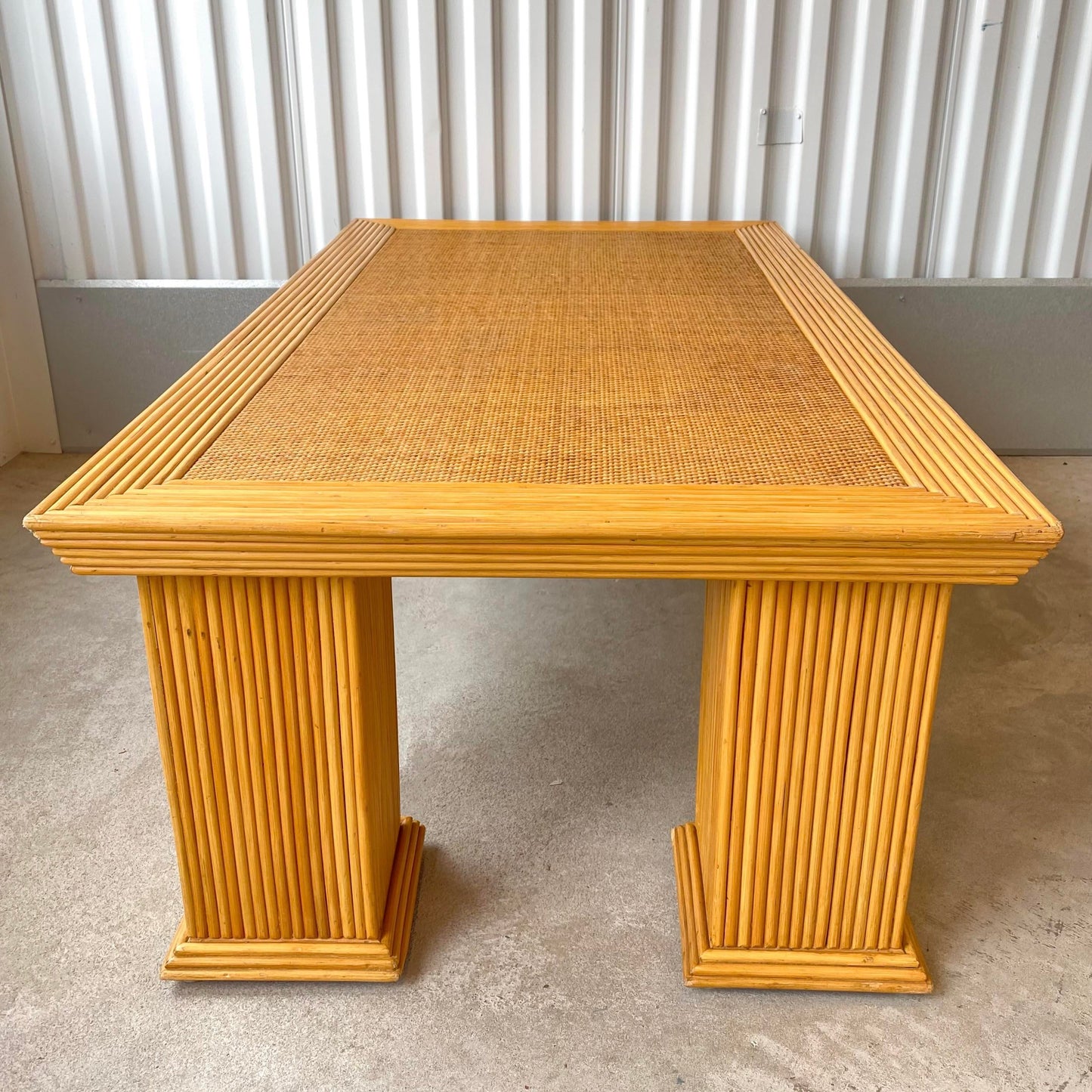 Crespi Style Pencil Reed Bamboo and Wicker Coffee Table