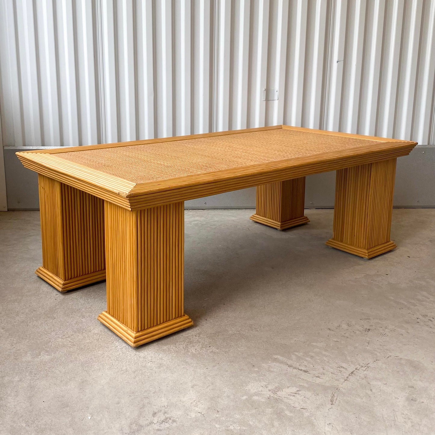 Crespi Style Pencil Reed Bamboo and Wicker Coffee Table