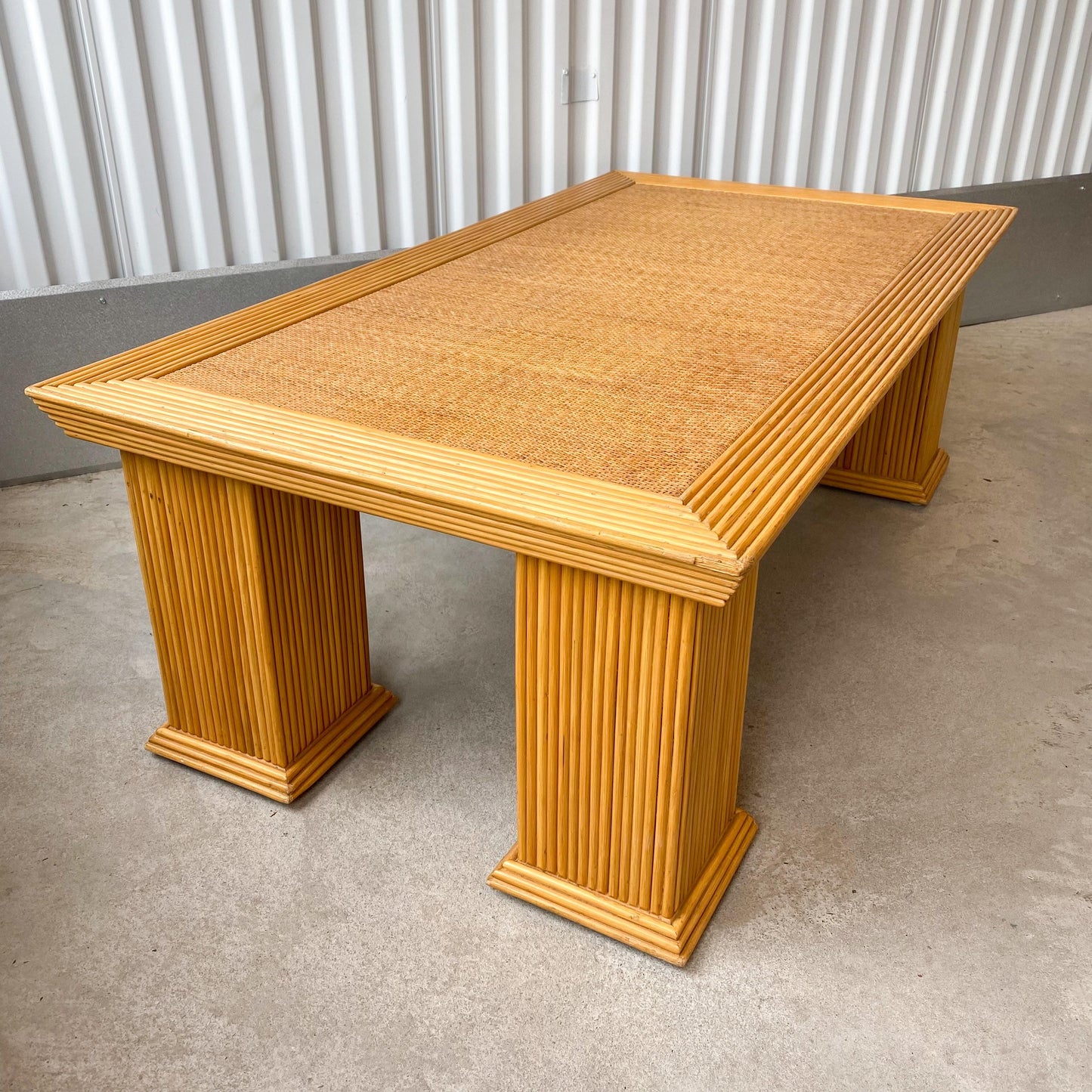 Crespi Style Pencil Reed Bamboo and Wicker Coffee Table