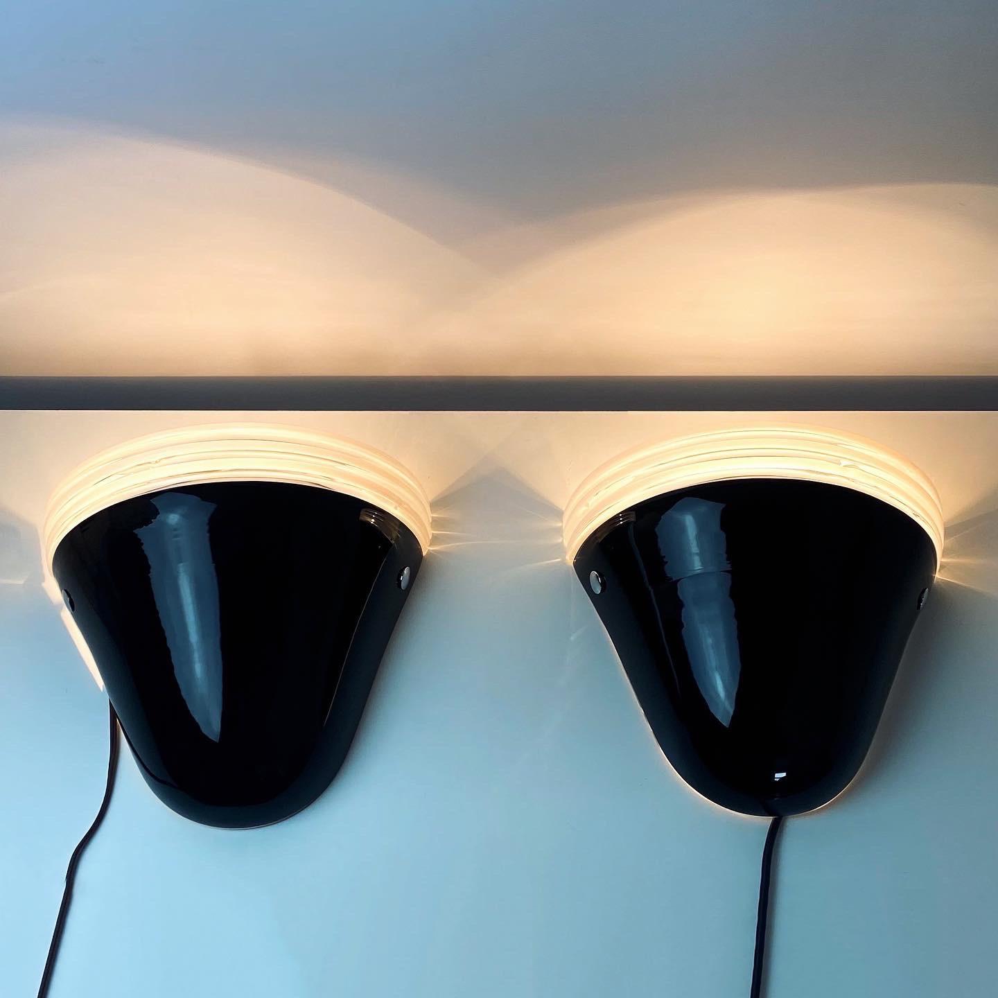 Leucos Murano Glass Lamp Sconce Pair