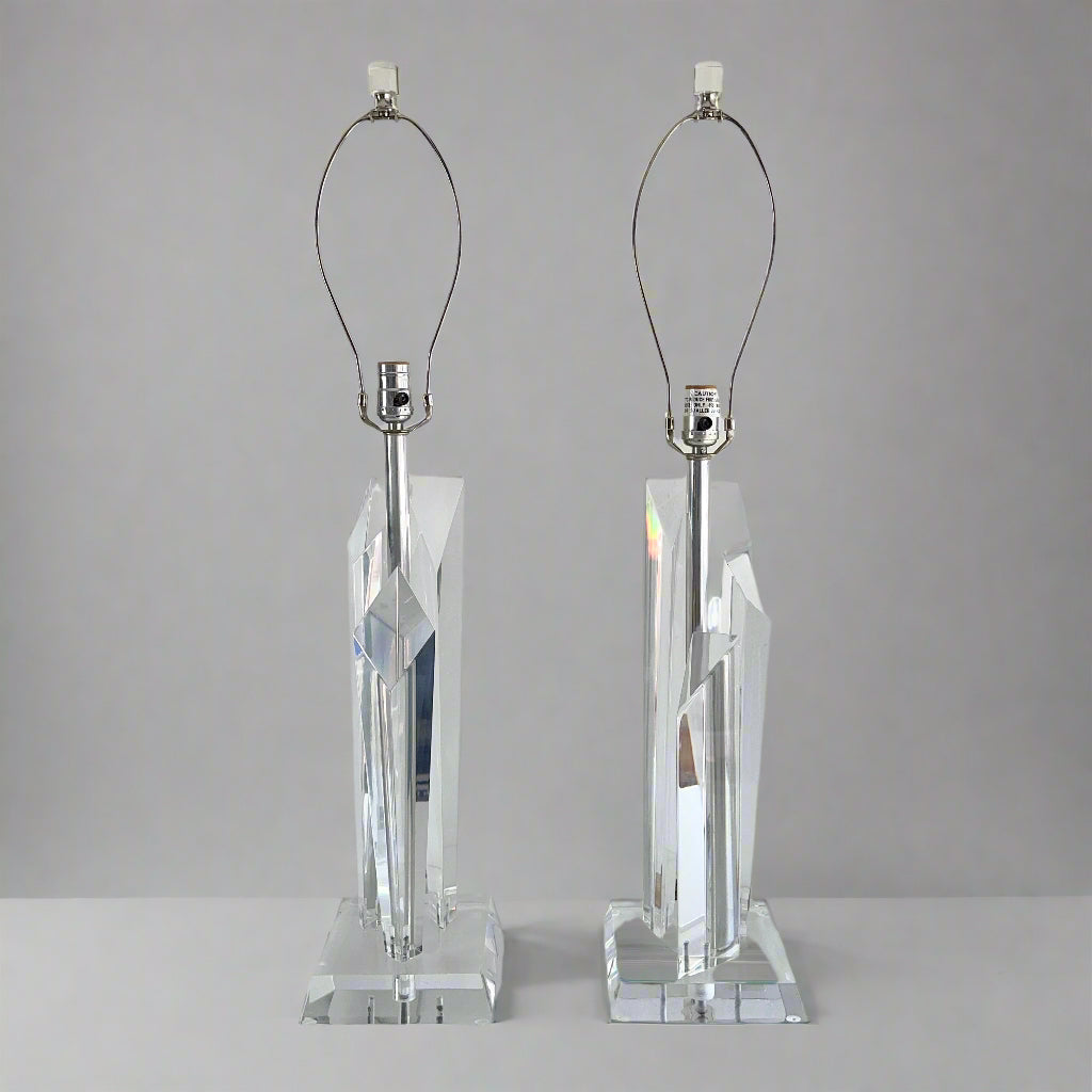 Mid-Century Astrolite Lucite Prisms Lamps- A Pair