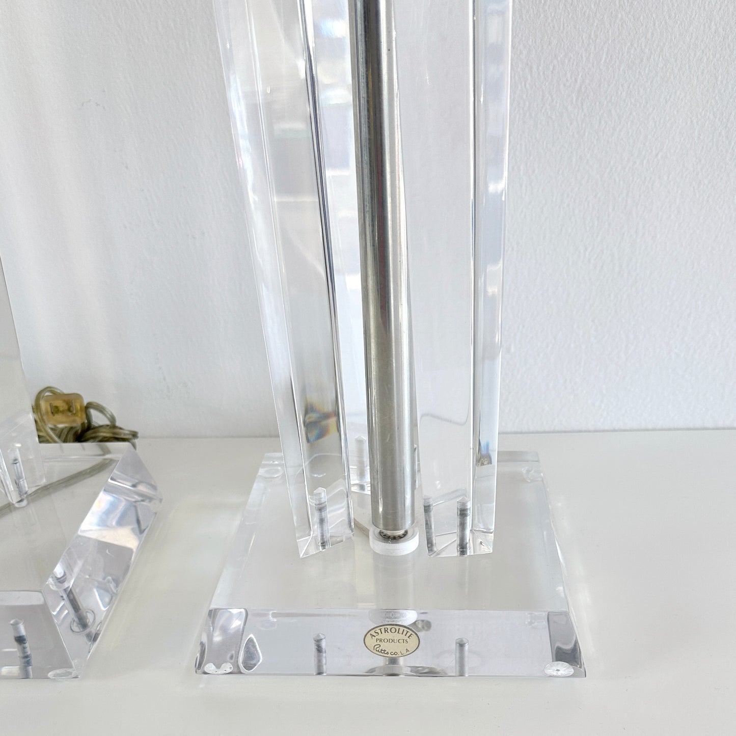 Mid-Century Astrolite Lucite Prisms Lamps- A Pair