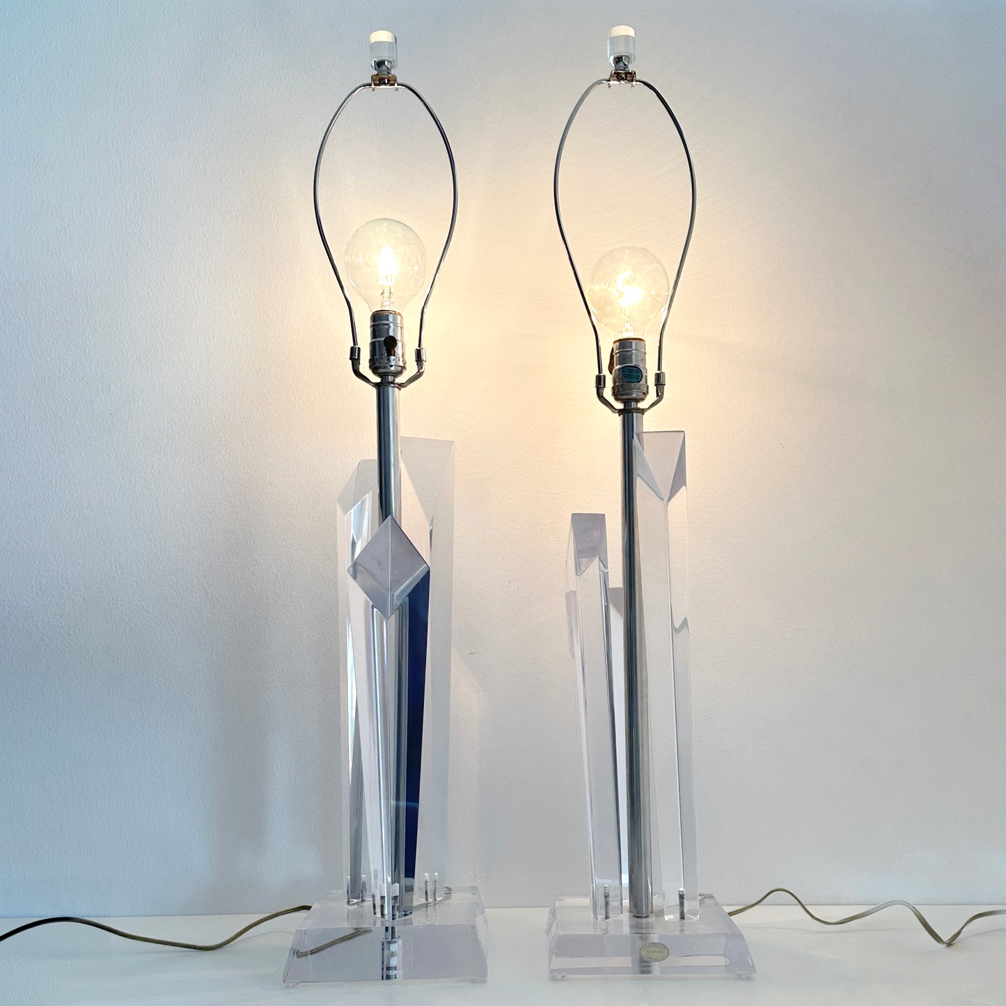 Mid-Century Astrolite Lucite Prisms Lamps- A Pair