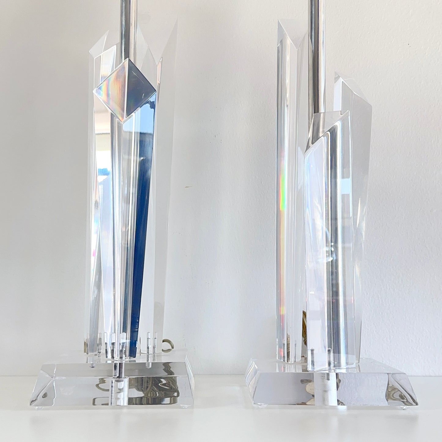 Mid-Century Astrolite Lucite Prisms Lamps- A Pair