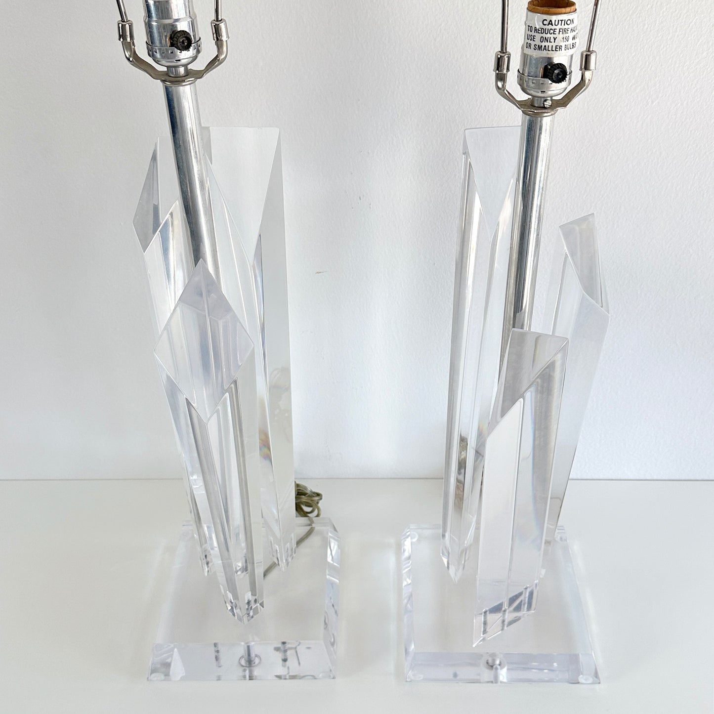 Mid-Century Astrolite Lucite Prisms Lamps- A Pair