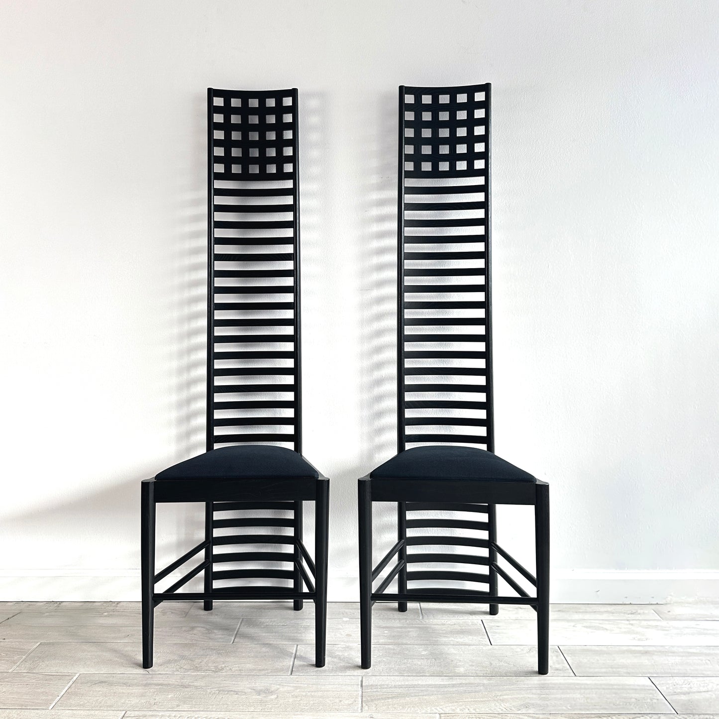 Sculptural Pair of Hill House Chairs Designed by Charles Rennie Mackintosh, 1980s