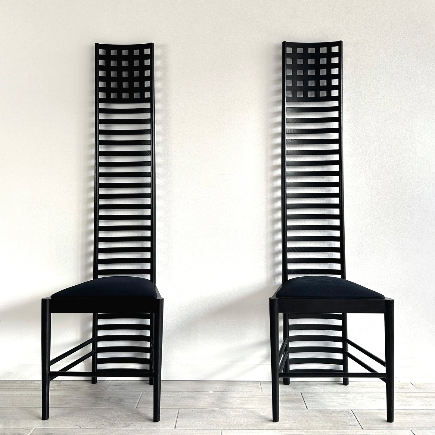 Sculptural Pair of Hill House Chairs Designed by Charles Rennie Mackintosh, 1980s
