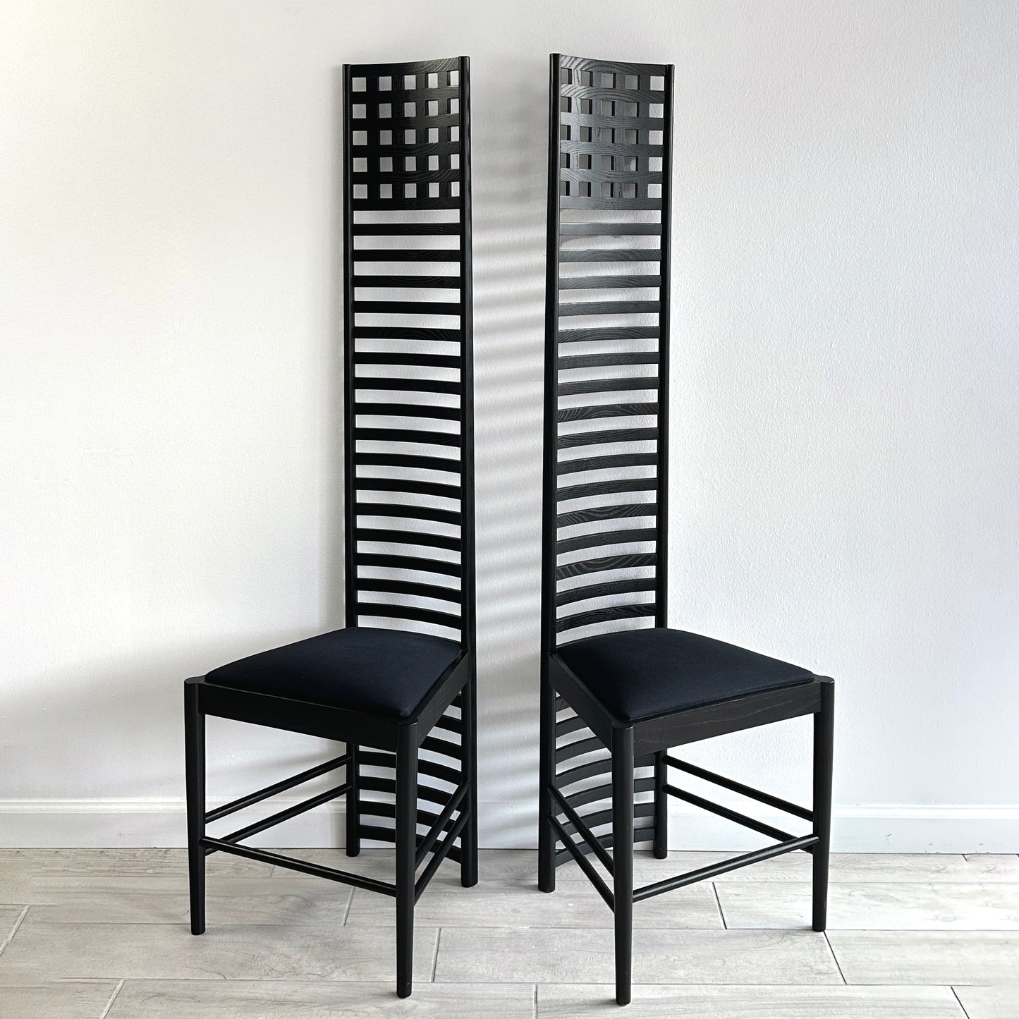 Sculptural Pair of Hill House Chairs Designed by Charles Rennie Mackintosh, 1980s