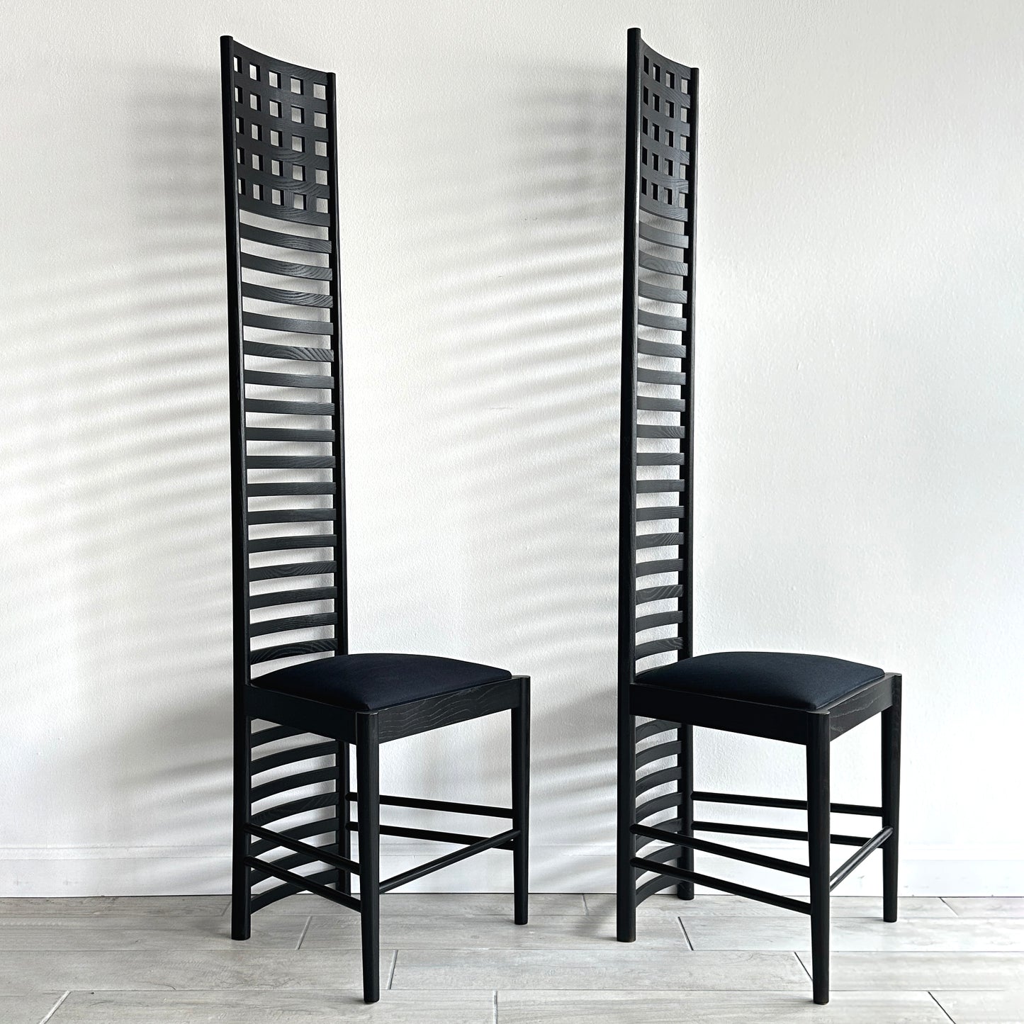 Sculptural Pair of Hill House Chairs Designed by Charles Rennie Mackintosh, 1980s