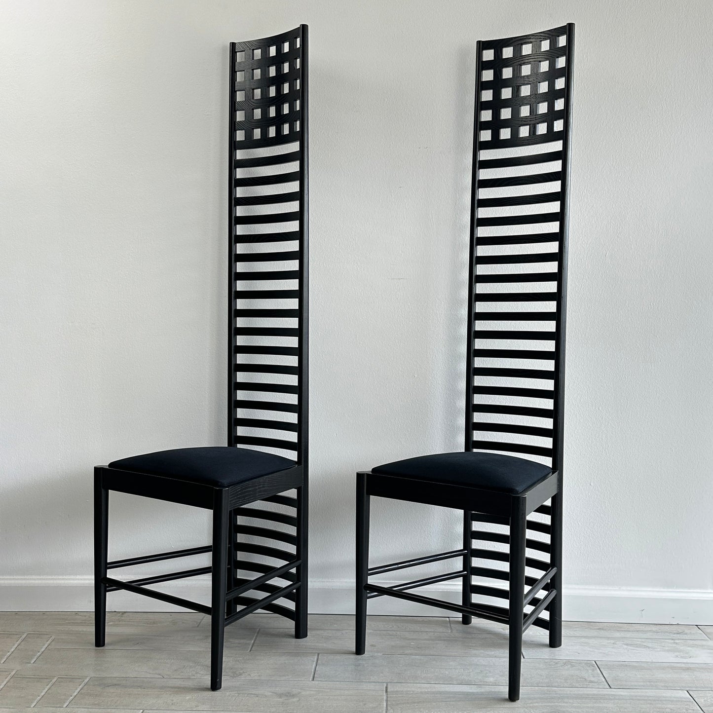 Sculptural Pair of Hill House Chairs Designed by Charles Rennie Mackintosh, 1980s