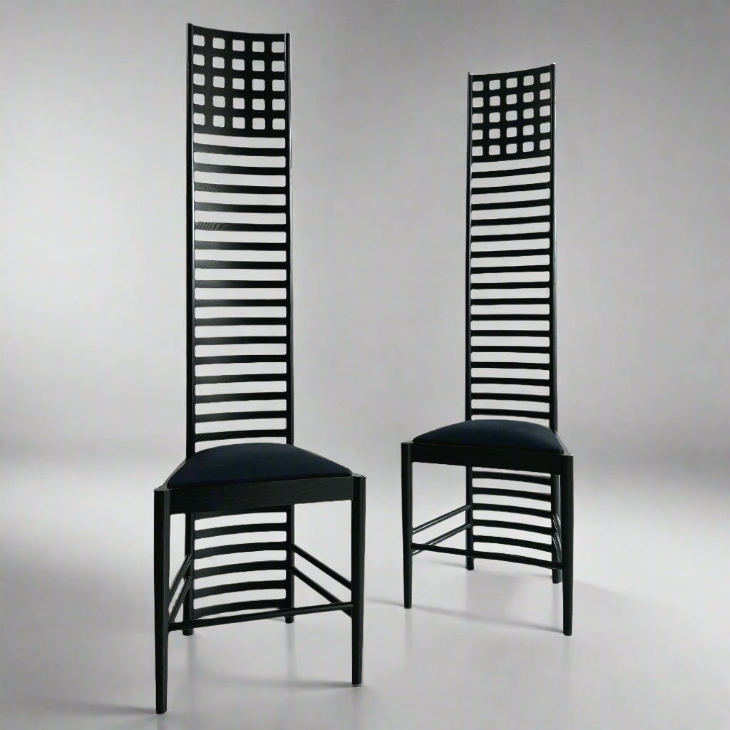 Sculptural Pair of Hill House Chairs Designed by Charles Rennie Mackintosh, 1980s